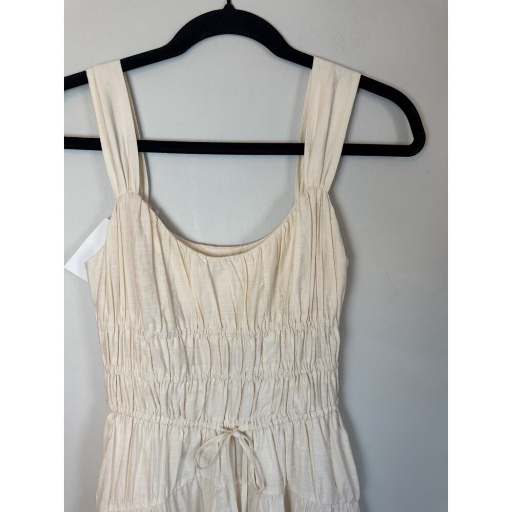 Anthropologie Paige Arpreggio Smocked Linen midi dress Cream size 4 NWT $279 - Picture 11 of 15